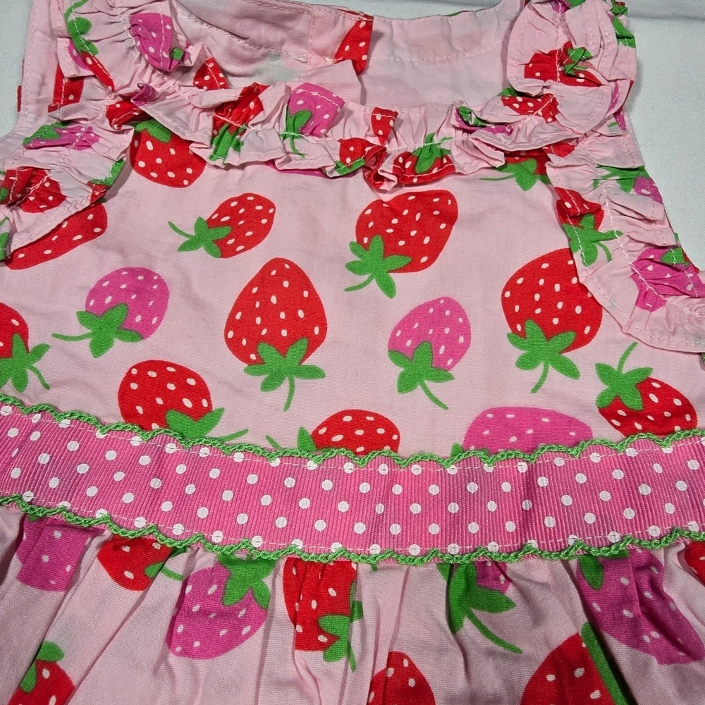 Gymboree Strawberry Print Dress Girls 4T NWT Cottagecore Summer Ruffle - Picture 2 of 5